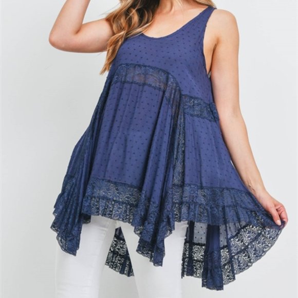 Navy Detailed boho tunic top - Picture 4 of 13